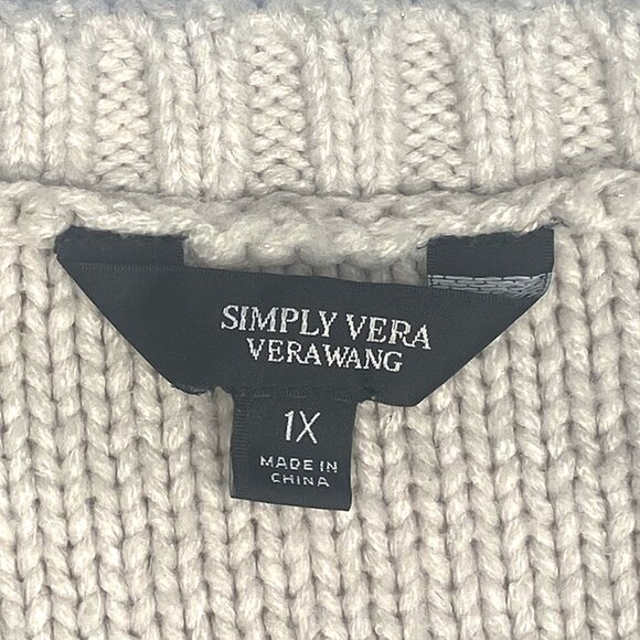 Simply Vera Vera Wang Cable Ribbed Vera Mink Heather Sweater Woman: Size 1X - Picture 13 of 13